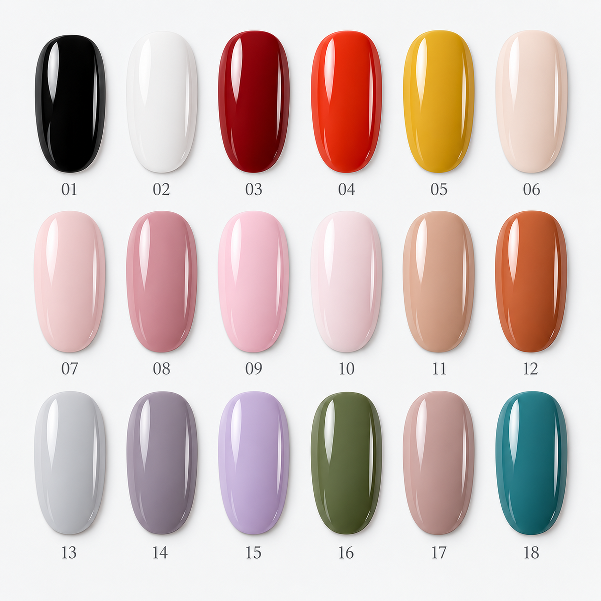 Carta visual de 18 tonos numerados para uñas LUMIGEL